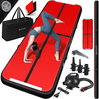 KESSER® Turnmatte Aufblasbar Airtrack 2m/3m/4m/5m/6m Fitness-Matte Gymnastikmatte   inkl. Tragetasche & elektr. Luftpumpe   Yogamatte, Tumbling Matten, Trainingsmatte, Turn- & Fitness