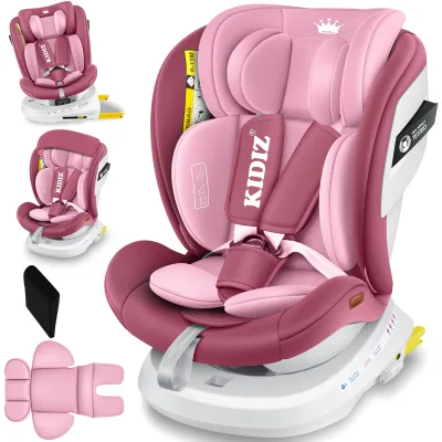 KIDIZ® Kindersitz Autositz Kinderautositz Baby Isofix Top Tether 360° drehbar i-Size Gruppe 0/1/2/3 ab Geburt -12 Jahre + Sonnenschutzdach Seitenschutz 5 Punkt Gurt Kopfstützenverstellung ECE R129
