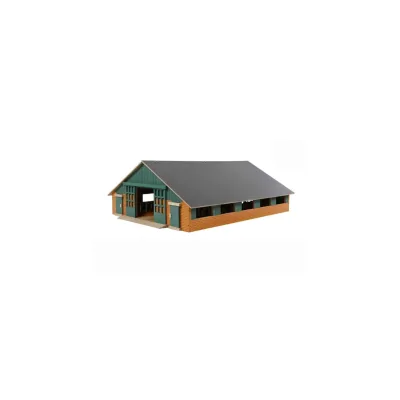 Kids Globe Bauernhof Holz, Dach klappbar, ohne Tiere + Traktor, Kuhstall, 1:32