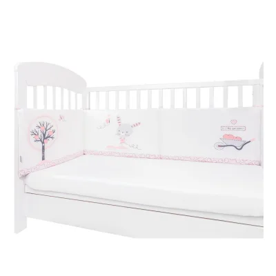 Kikkaboo Babybett Nestchen für Babybett 120 x 60 cm, Bettumrandung 180 x 35 cm pink