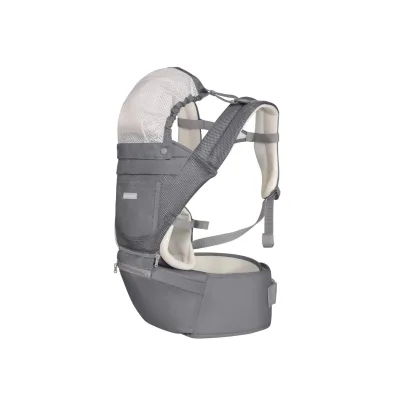 Kikkaboo Babytrage Chloe 3 in 1 Bauch- und Rückentrage, Hüftsitz, ab 5 Monaten grau weiss
