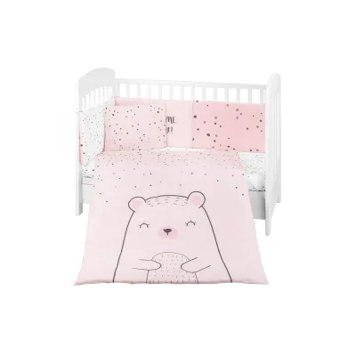 Kikkaboo Kinderbettwäsche Bär 6tlg. Decke 135 x 95 Kissen 45 x 35 Laken 140 x 70 rosa