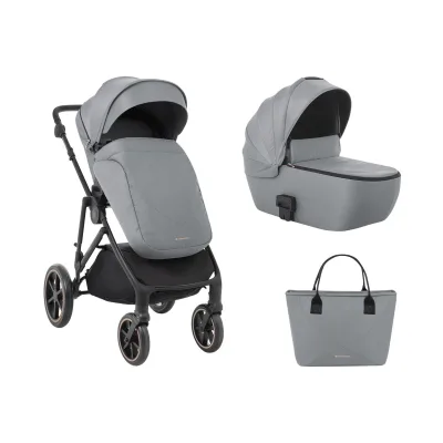 Kikkaboo Kinderwagen Thea 2 in 1 EVA-Räder verstellbarer Schiebegriff Babywanne grau