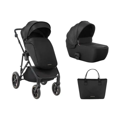 Kikkaboo Kinderwagen Thea 2 in 1 EVA-Räder verstellbarer Schiebegriff Babywanne schwarz