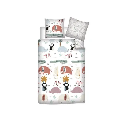 Kinder-Bettwäsche Set mit Tierdesigns – Baumwolle 140x200 cm Bettbezug & Kissenbezug 65x65 cm