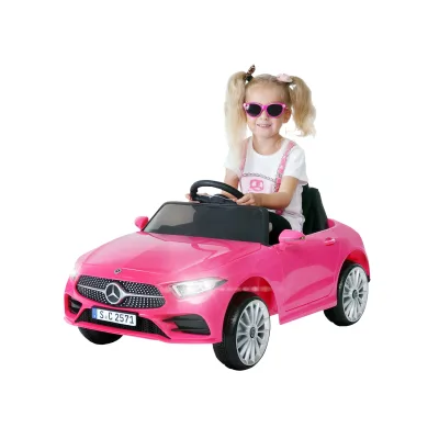Kinder-Elektroauto Mercedes-Benz CLS 350 Coupé, lizenziert, 2 x 20 Watt Motoren, LED-Scheinwerfer (Pink)