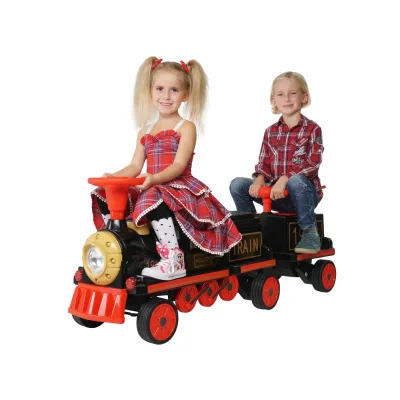 Kinder-Elektrozug mit Anhänger, elektrische Eisenbahn, 3 Sitzplätze, 5 km/h, Soft-Start, 180 Watt (2.0)