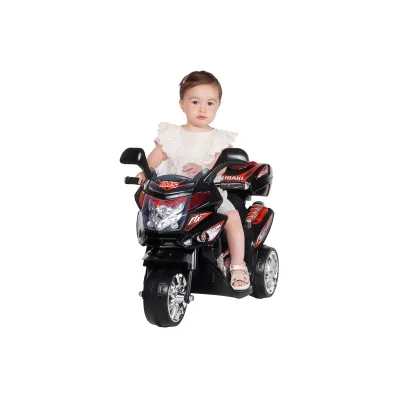 Kindermotorrad C051, Kinder-Elektro-Motorrad mit 12-Watt-Motor, LED-Scheinwerfer, 2-Gang-Getriebe (Schwarz)
