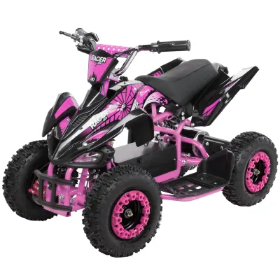 Kinderquad Racer 1000, Pocket-Quad mit 1000 Watt Elektromotor, 3 Batterien, Stoßdämpfer, bis 24 km/h (Schwarz/Pink)