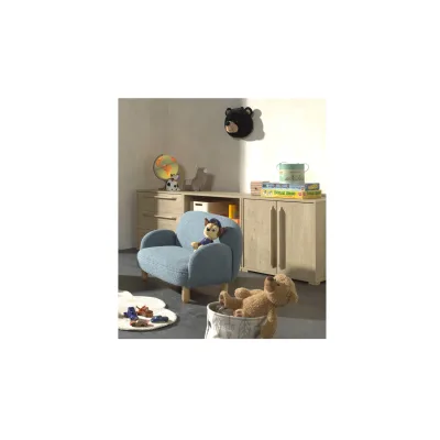 Kindersofa, Bezug Bouclè Blau