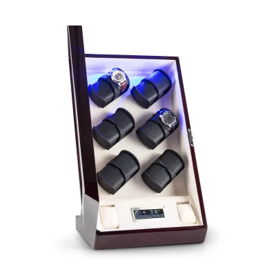 Klingenthal Uhrenbeweger Rechts-Links-Lauf bis 2200U/d 14 Uhren RGB-LED Touch abschließbar Mahagoni