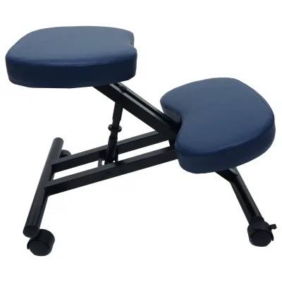 Kniestuhl MCW-E10, Sitzhocker Kniehocker, höhenverstellbar Rollen Kunstleder Metall MVG-zertifiziert ~ blau