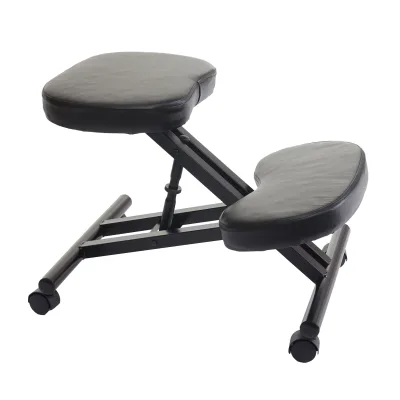 Kniestuhl MCW-E10, Sitzhocker Kniehocker, höhenverstellbar Rollen Kunstleder Metall MVG-zertifiziert ~ schwarz