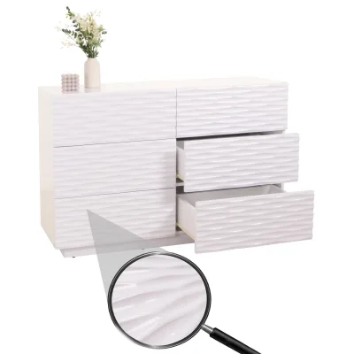Kommode MCW-M52, Schrank Sideboard, 3D-Design Schubladen Push-to-open, 81x120x42cm Hochglanz weiß