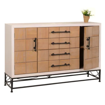 Kommode MCW-N30, Schrank Sideboard Highboard mit Türen und Schublade, Massiv-Holz MDF, 92x140x42cm