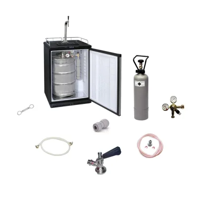 Komplett Set - Fassbierkühlschrank bis zu 50L Fässer (Bierbar) - inkl. Schanksäule Elegant und Kompensatorhahn, Zapfkopf:Dreikant