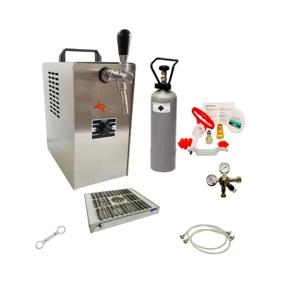 Komplett Set - Zapfanlage JET 30 Bierkoffer, Durchlaufkühler 1-leitig Trockenkühler, bis zu 35 Liter/h, Reinigungsset für Zapfanlage und Keg, ohne