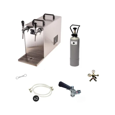 Komplett Set - Zapfanlage STREAM 50 Bierkoffer, Bierzapfanlage, Durchlaufkühler 2-leitig Trockenkühler, bis zu 55 Liter/h - BLACK EDITION, Zapfkopf:Dreikant,Zapfkopf 2:ohne
