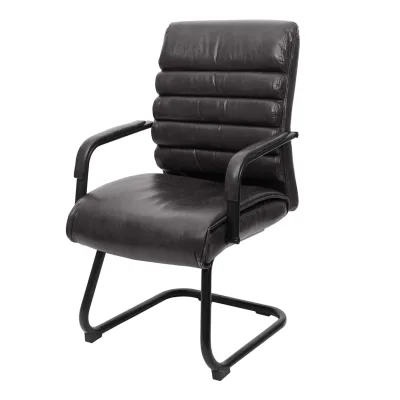 Konferenzstuhl MCW-H31, Esszimmerstuhl Freischwinger Stuhl, Vintage Wildleder-Optik Metall MVG ~ Kunstleder schwarz
