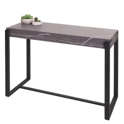 Konsolentisch MCW-L53, Telefontisch Arbeitstisch Beistelltisch Ablagetisch, Metall 81x100x40cm ~ Marmor-Optik grau