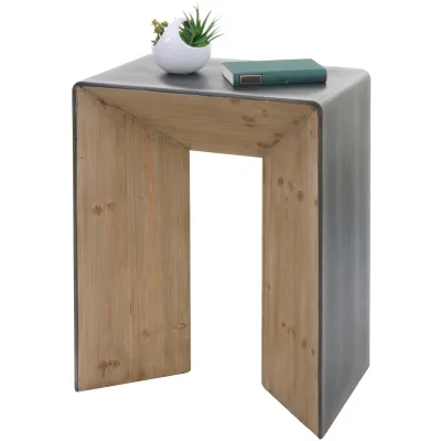 Konsolentisch MCW-L76, Telefontisch Beistelltisch Tisch, Industrial Massiv-Holz MVG, 80x60x40cm natur mit Metall-Optik