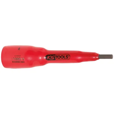 KS Tools 1/2 Bit-Stecknuss mit Schutzisolierung für Innensechskant-Schrauben, 4 mm,118 mm lang