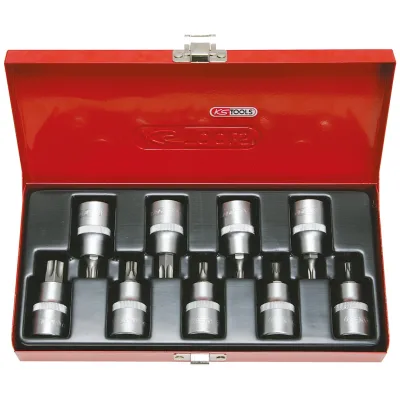KS Tools 1/2 Bit-Stecknuss-Satz, 9-tlg, TB20-TB60 mit Stirnlochbohrung
