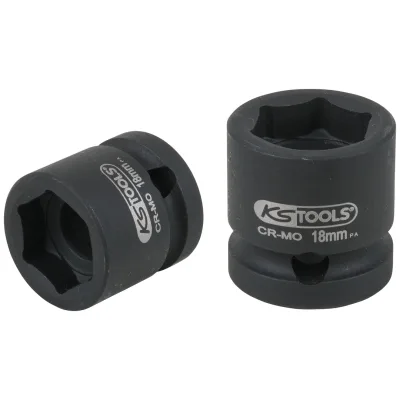 KS Tools 1/2 Sechskant-Kraft-Stecknuss, extra kurz, 18,0 mm