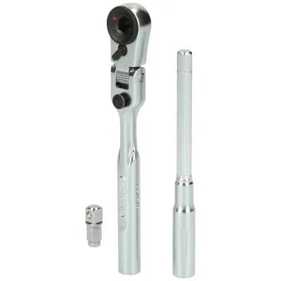 KS Tools 1/4 Bit-Gelenk-Umschaltknarren-Satz mit Steckadapter für Stecknüsse, 3-tlg