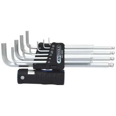 KS Tools 3 in 1 Innen6kant-Winkelstiftschlüssel-Satz,10-tlg XL, Kugelkopf