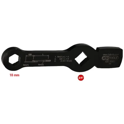 KS Tools 3/4 Schlag-Sechskant-Schlüssel mit 2 Schlagflächen, 18 mm