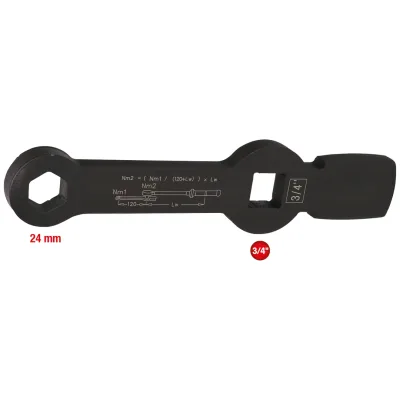 KS Tools 3/4 Schlag-Sechskant-Schlüssel mit 2 Schlagflächen, 24 mm