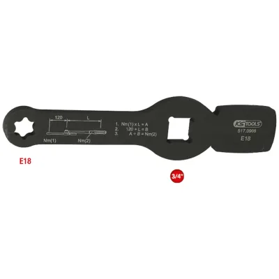 KS Tools 3/4 Schlag-TX-E-Schlüssel mit 2 Schlagflächen, E18