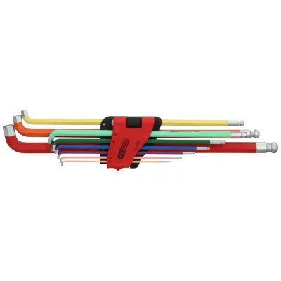 KS Tools Kugelkopf-Innensechskant-Winkelstiftschlüssel-Satz, 108° abgewinkelt, 9-tlg