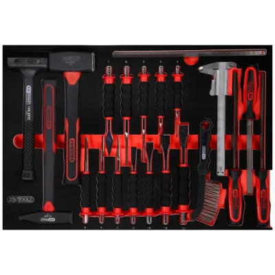 KS Tools Hammer- / Meißel- / und Feilen-Satz in Schaumstoffeinlage, 21-tlg.
