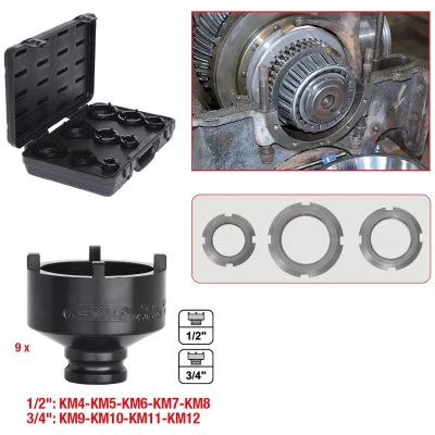 KS Tools Nutmuttern-Schlüssel-Satz, Zapfen aussen liegend, 9-tlg