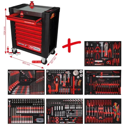 KS Tools Performanceplus Werkstattwagen-Satz P10 mit 397 Werkzeugen für 7 Schubladen