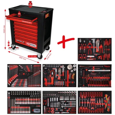 KS Tools Performanceplus Werkstattwagen-Satz P15 mit 397 Werkzeugen für 7 Schubladen