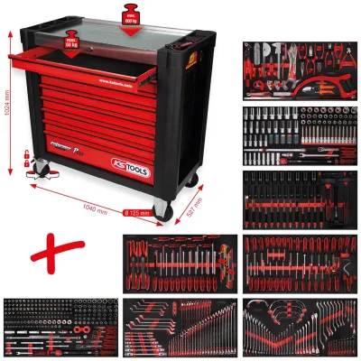 KS Tools Performanceplus Werkstattwagen-Satz P25 mit 564 Werkzeugen für 8 Schubladen