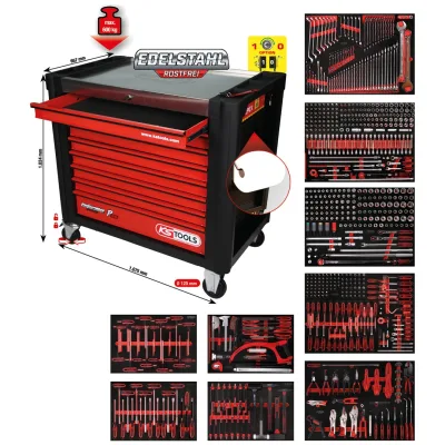KS Tools Performanceplus Werkstattwagen-Satz P30 mit 706 Werkzeugen für 7 Schubladen