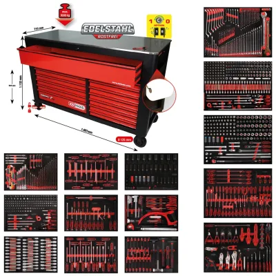 KS Tools Performanceplus Werkstattwagen-Satz P45 mit 950 Werkzeugen für 13 Schubladen