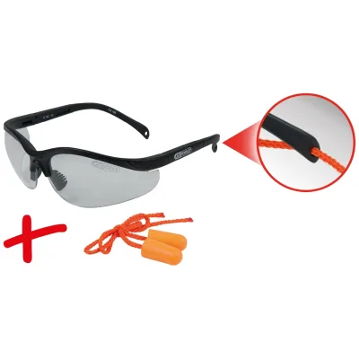 KS Tools Schutzbrille-transparent, mit Ohrstöpsel