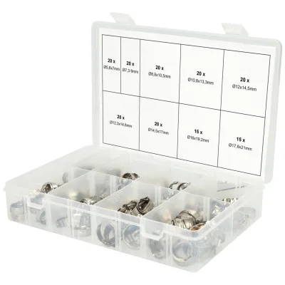KS Tools Sortiment stufenlose 1-Ohr-Schlauchschellen, Ø 5,8-21 mm, 170-tlg.
