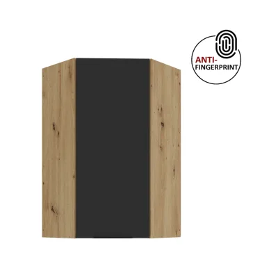 Küche ARIA Eckhängeschrank 60 cm, Höhe 90 Schwarz Küchenzeile Anti Fingerprint