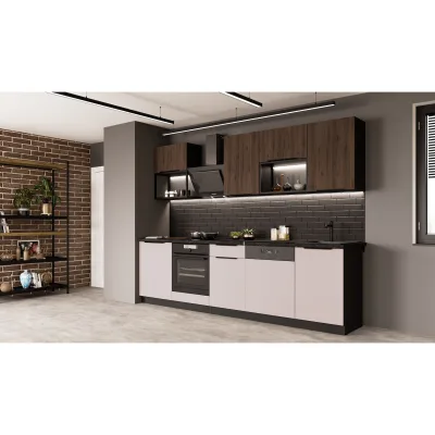Küche ARONA + MONZA BASIC LOFT 280 cm Küchenzeile Küchenblock Nußbaum Kaschmir