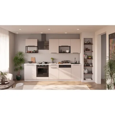 Küche COMO BASIC LOFT 280 cm Küchenzeile Küchenblock Einbauküche Kaschmir + Weiß