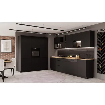 Küche SIENA LOFT - 280 + 180 cm Küchenzeile Küchenblock Einbauküche Schwarz matt