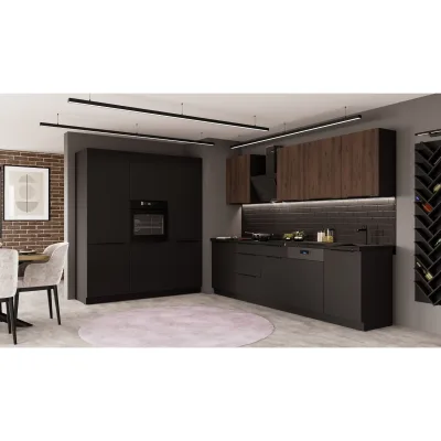 Küche SIENA + MONZA 280 + 180 cm Küchenzeile Küchenblock Einbauküche Nussbaum