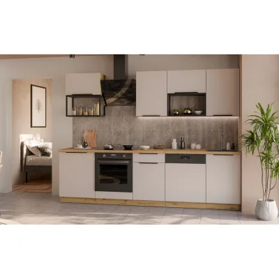 Küche SOLANO BASIC LOFT 280 Küchenzeile Küchenblock Einbauküche Kaschmir Artisan