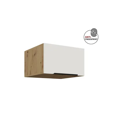 Küchen Aufsatzschrank 60 Küche ARIA Weiss + Eiche Küchenzeile Anti Fingerprint